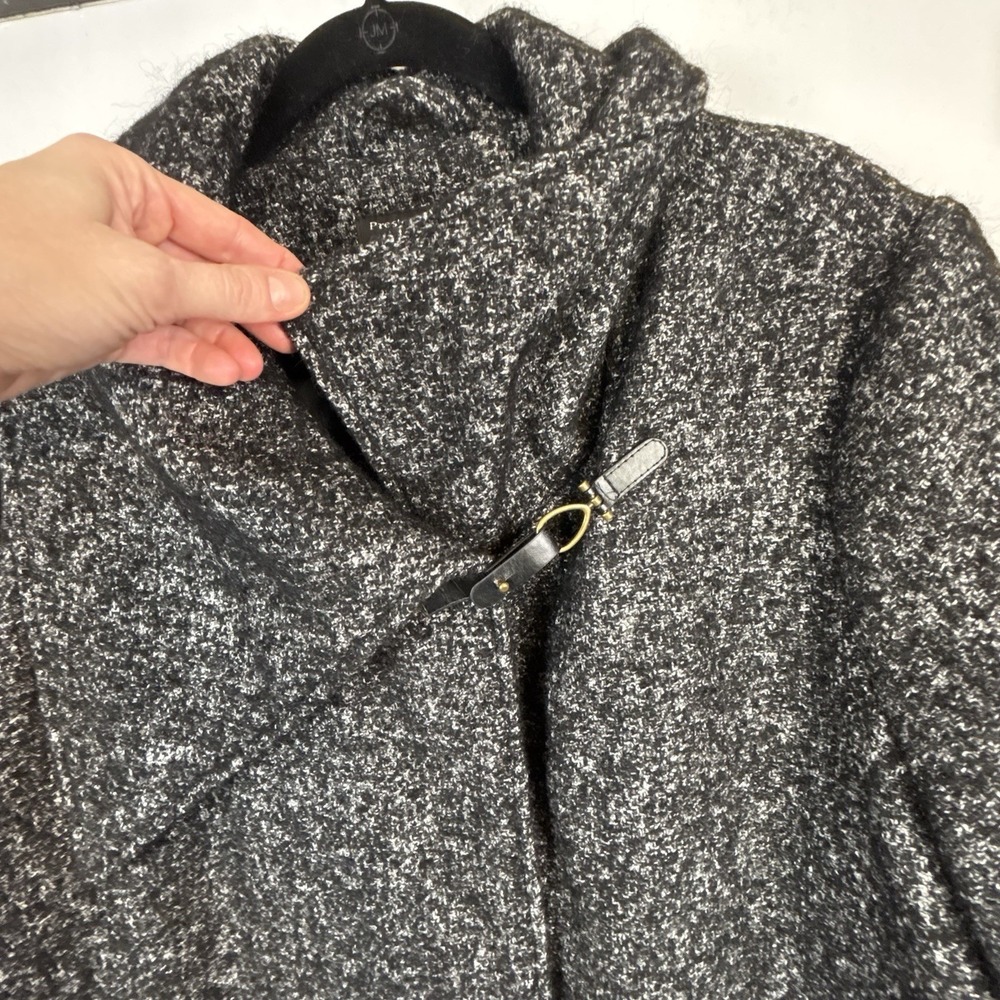 Preston & York Womens Overcoat‎ 26 Black White Tweed Asymmetrical Collar Wool - Picture 5 of 7